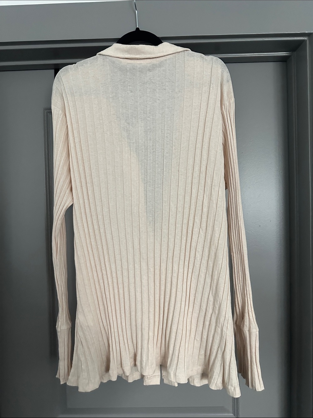 PrettyLittleThing | Ribbed Button-Up Shirt - Cream - Picture 5 of 6